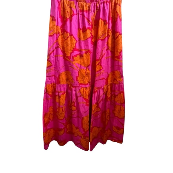 Sugarlips Passion Punch Giza Glare Smock Tiered Fuscia Floral Midi Dress SZ XS - Picture 11 of 16